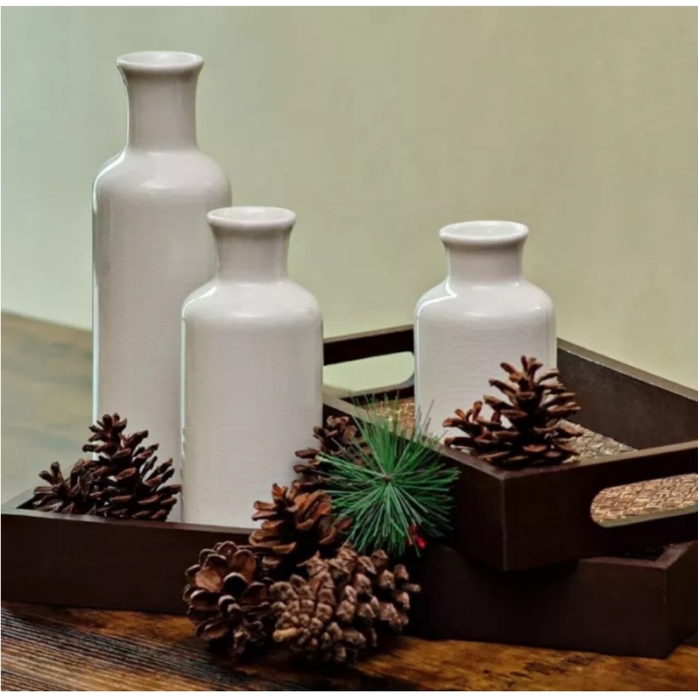 Sullivans White Ceramic Vase Set, Farmhouse Decor, Home Decorative Vase …